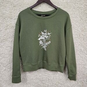 Pact Harvest Your Happiness Sweatshirt Womens Medium Green Organic Cotton